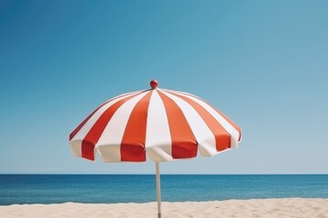 red umbrella on the beach, ai generative