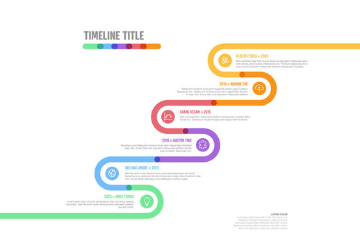 Infographic Company Milestones curved thick line Timeline Template