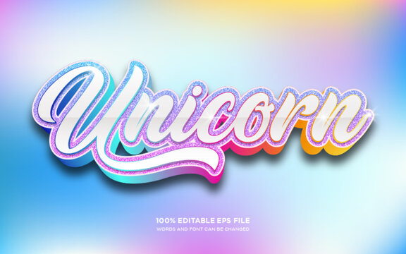 Unicorn 3D text style effect	
