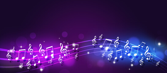 bright music notes banner