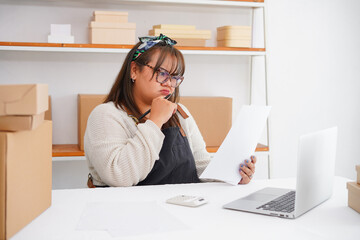 Expression of stressed desperate broke business asian woman, Financial problems