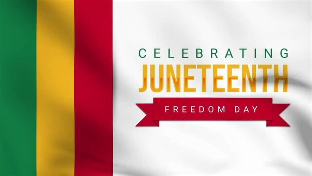 Juneteenth Freedom Day celebration animation on waving background. Celebrated annually on June 19