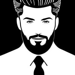 man hair style vector design black and white