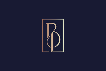 BP minimalist modern luxury typography logo design, bp elegant logo, bp golden logo, beauty fashion logo