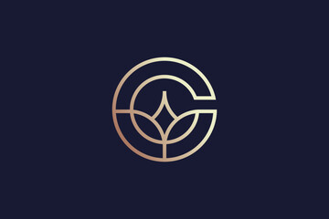C floral illustration modern luxury typography logo design, c beauty salon logo, c nature design