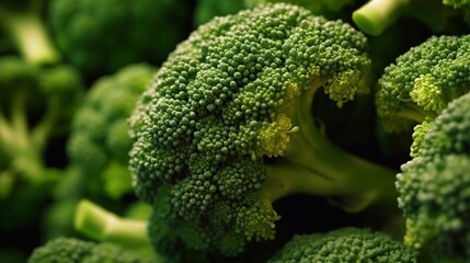 Close up fresh broccoli background, Ai generative