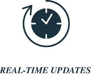 Real-time updates icon. Monochrome simple sign from app development collection. Real-time updates icon for logo, templates, web design and infographics.