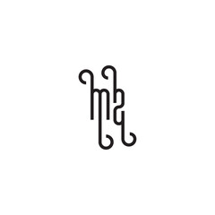 MZ unique concept initial line logo design in black isolated for inspirations - obrazy, fototapety, plakaty
