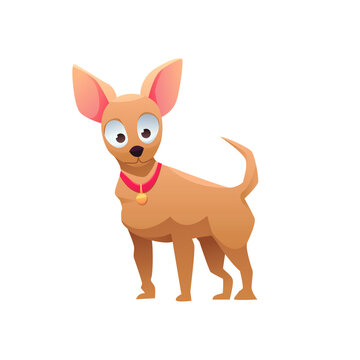 Chihuahua Dog Breed. Isolated Vector Illustration in Cartoon Style. Cute Dog Character.