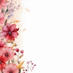 Square flower banner mockup, colorful watercolor banner background with space for text. Created with Generative AI.