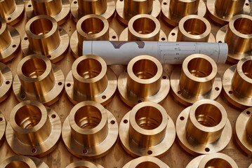semi-finisched metal brass parts in the mechanical production 