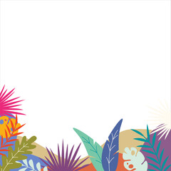 Fototapeta na wymiar Spring frame background with colorfull leaves ilustration