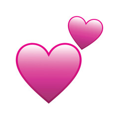 Fototapeta na wymiar Pink hearts emoji vector illustration, red heart clip art design, flat design heart.