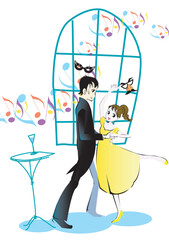 愉快なダンスパーティーのベクターイラスト