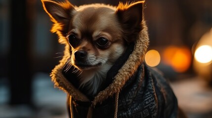 Dog in winter coat Generative AI