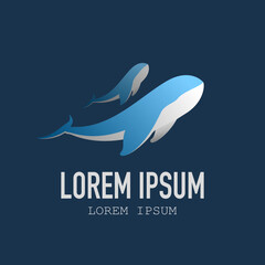 whale logo vector illustration design, whales symbol vector design