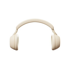 White cool headphones. 3d cute cartoon style. Audio gadget business concept. front view.