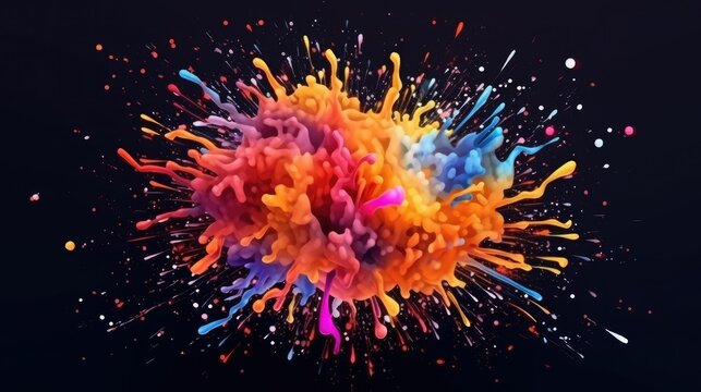 Illustration of a human brain exploding with ideas, knowledge, and creativity