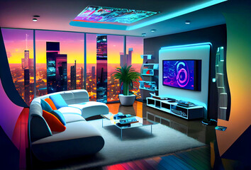  modern living room interior mock up, modern furniture and trendy home accessories