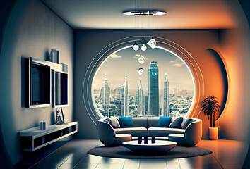  modern living room interior mock up, modern furniture and trendy home accessories