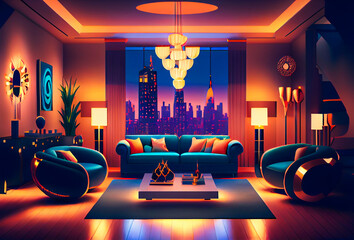  modern living room interior mock up, modern furniture and trendy home accessories