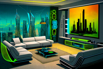  modern living room interior mock up, modern furniture and trendy home accessories