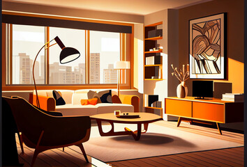  modern living room interior mock up, modern furniture and trendy home accessories
