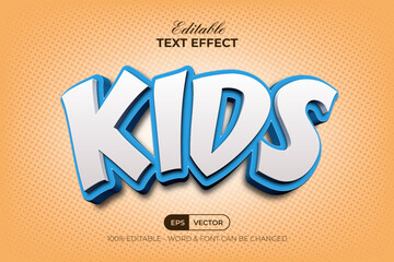 Kids 3D Text Effect Blue Style. Editable Text Effect.