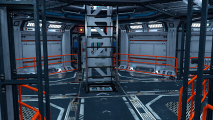 3D Rendering Science Fiction Corridor