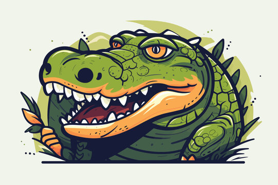 crocodile with open mouth vector illustration mascot logo