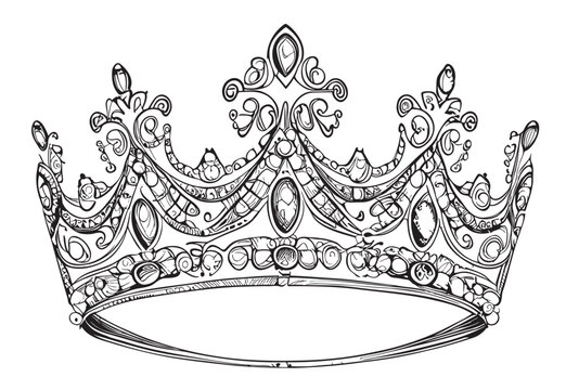 Tiara hand drawn sketch in doodle style illustration