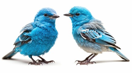 Fototapeta premium Two blue birds on a white background