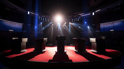 Ai generated illustration of  USA Presidential debate on the stage concept. - obrazy, fototapety, plakaty
