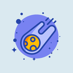 Naklejka premium Comet flat illustration. Meteorite signs vector illustration.