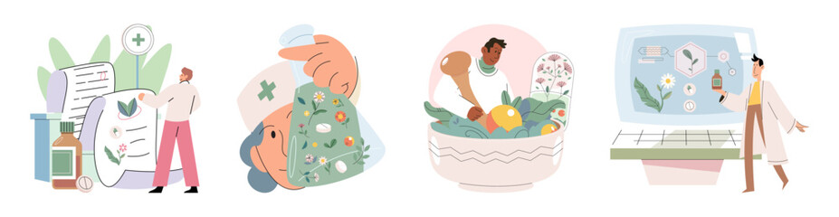 Scientist study research liquid medicine from natural herbal. Medical marijuana research. Modern and traditional medical, Alternative organic herbal drug and chemical medicine. Homeopathy healthcare