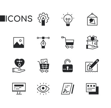 Graphic design and office - set of line design style icons