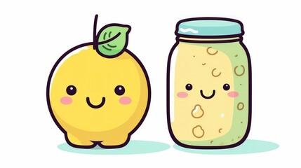 Cute lemonade bottle with lemon