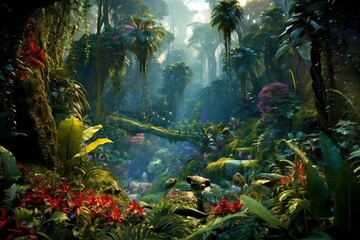 Fototapeta na wymiar jungle landscape on planet pandora