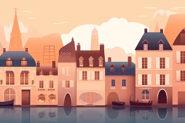 Fototapeta premium Picture of Venice, cartoon style. Generative AI