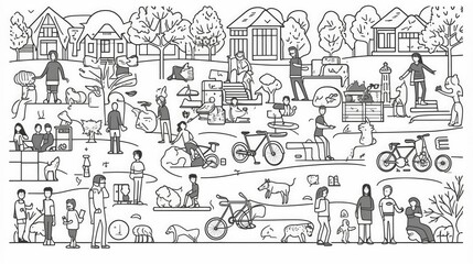 Obraz premium Doodle character vector illustration of various people