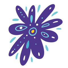 Blue sign flower in cartoon style illustration