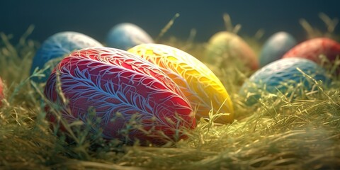 Obraz na płótnie Canvas easter colorful eggs, generative AI