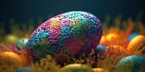 easter colorful eggs, generative AI