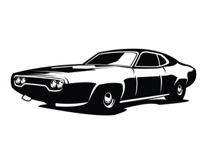 car plymouth gtx 1970 white background isolated side view. best for logos, badges, emblems, icons, available in eps 10. - obrazy, fototapety, plakaty