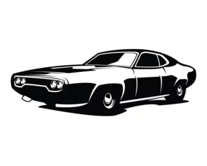 Foto op Canvas car plymouth gtx 1970 white background isolated side view. best for logos, badges, emblems, icons, available in eps 10. © DEKI WIJAYA