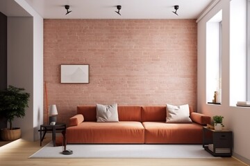 interior background loft lounge apartment lamp pillow lifestyle simple luxury design. Generative AI.