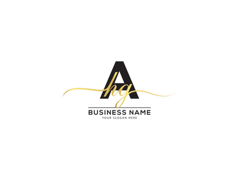 Golden AHG Signature Letter Logo, Creative ahg hag Logo Letter Design For You