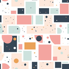 Pastel Playground: An Abstract Geometric Design of Squares and Circles