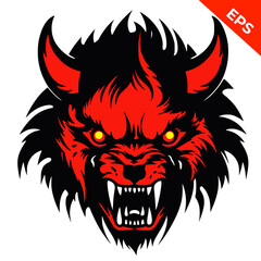 Angry wolf, Warhammer space wolf vector, red color. Isolated vector sign symbol