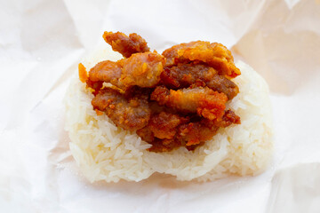 Sticky rice with fried pork